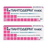 2Х Пантодерм Плюс крем для наружного применения 5%+0,776% 30г 