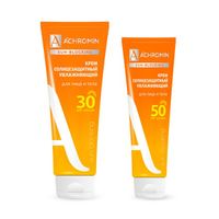 Набор 1X Крем солнцезащитный для лица и тела экстра-защита SPF50 Ахромин туба 100мл + 1X Крем солнцезащитный для лица и тела SPF30 Ахромин фл. 250мл
