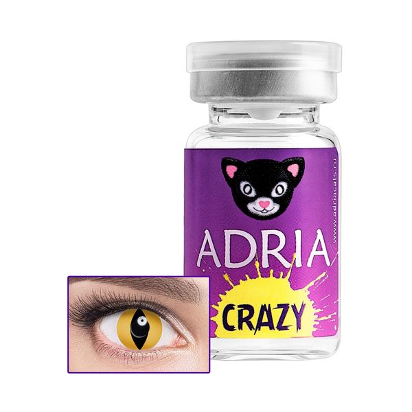 Линзы контактные цветные Adria/Адриа Crazy vial (8.6/-0,00) Yellow cat 1шт