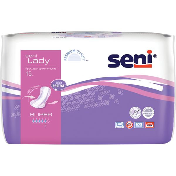 Прокладки урологические Seni (Сени) Lady Super 650 мл 15шт прокладки урологические seni сени lady normal 10шт