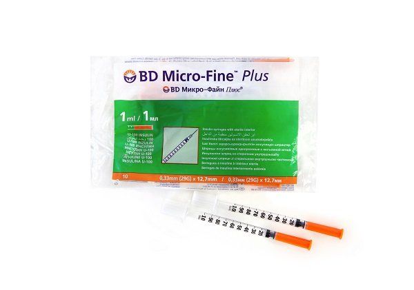Шприц BD Micro-Fine Плюс Инсул 1мл U-100 0.33х12.7мм, №10 (320909)