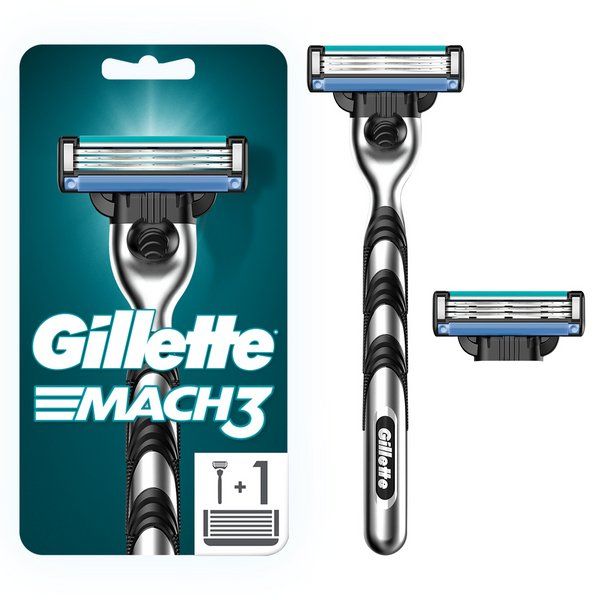 Мужская бритва Gillette (Жиллетт) Mach3 с 2 сменными кассетами
