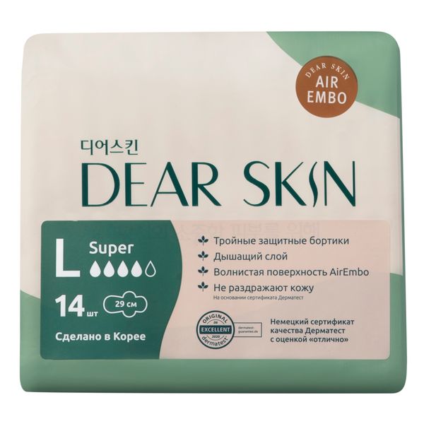 Прокладки гигиенические Super Air Embo Sanitary Pad Dear Skin 14шт Kleannara Co., Ltd 2799358 - фото 1