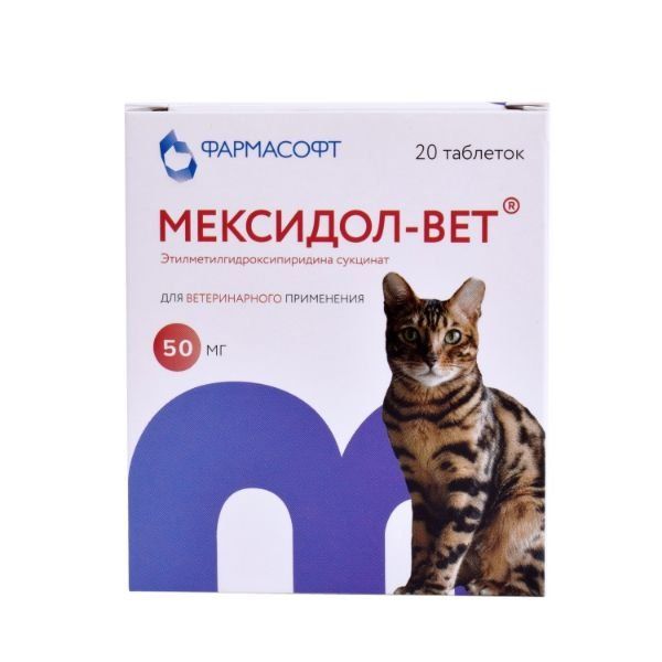 Купить Мексидол-вет таблетки для ветеринарного применения 50мг 20шт, Фармасофт, Россия
