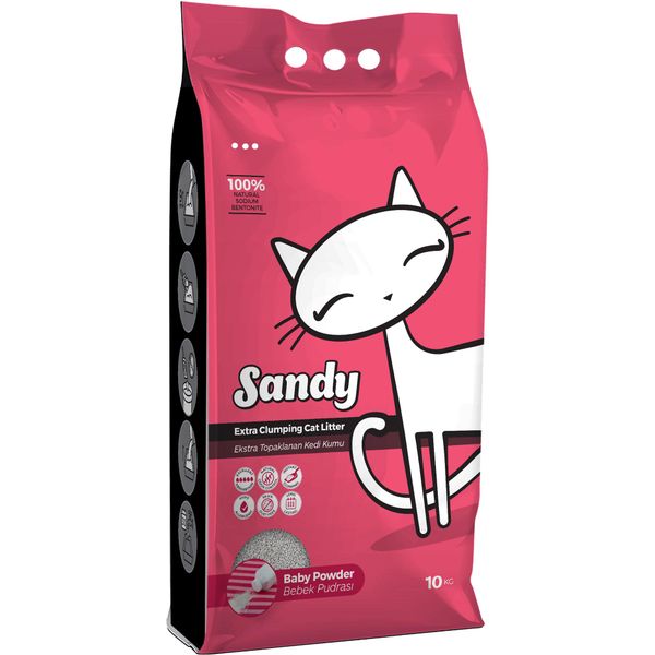 Наполнитель для кошачьего туалета с ароматом детской присыпки Baby Powder Sandy 10кг совок для кошачьего туалета ebi сетчатый крупные отверстия 26х см