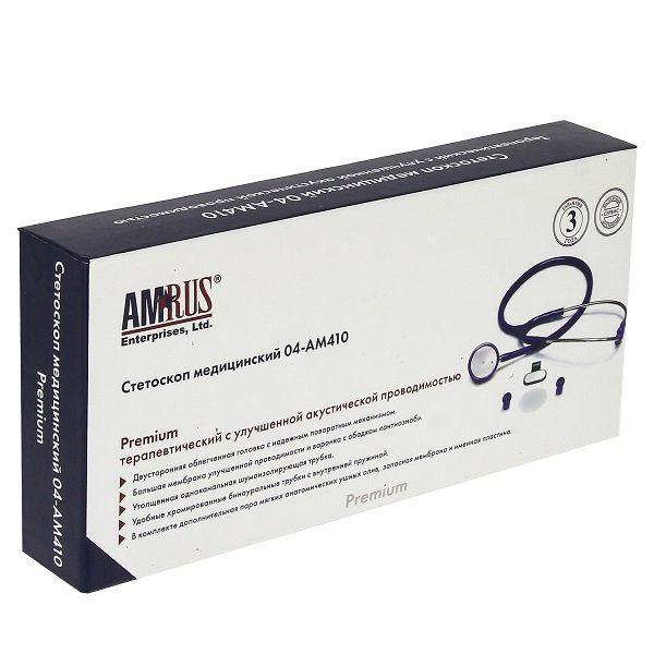 Стетоскоп терапевтический синий 04-АМ410 Amrus/Амрус фото №4