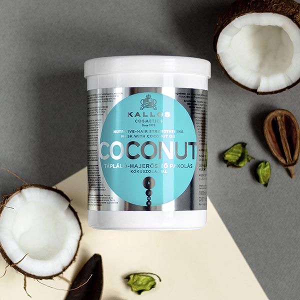 Маска для укрепления волос кокосовое питание с натуральным кокосовым маслом kallos kjmn 1000мл фото №2