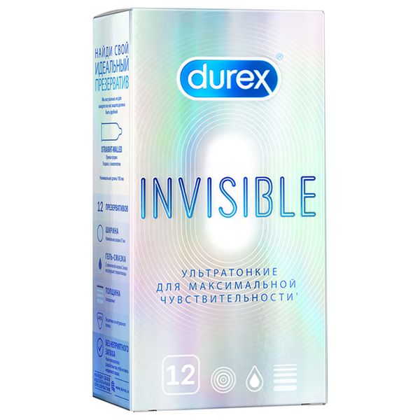 Презервативы Invisible Durex/Дюрекс 12шт комплект презервативы durex invisible xxl ультратонкие 3 шт х 2 уп