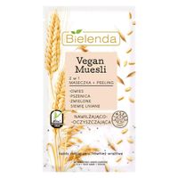 Набор 2в1 Vegan muesli Bielenda/Белинда: Маска увлажняющая+Скраб пилинг пшеница, овёс, льяное семя 8г