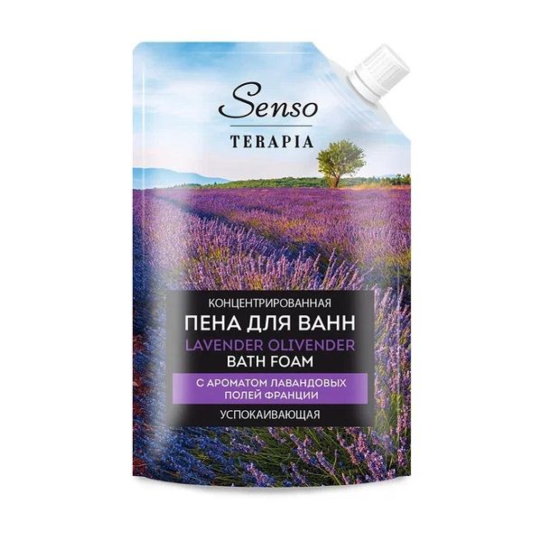 Пена для ванн концентрированная успокаивающая Lavender olivender SensoTerapia/СенсоТерапия дой-пак 500мл Русская косметика