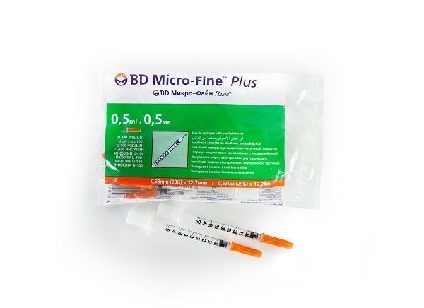 Шприц BD Micro-Fine Плюс Инсул 0.5мл U-100 0.33х12.7мм, №10 (320921)