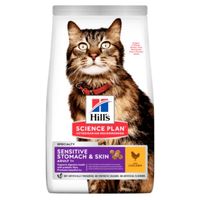 Корм сухой для взрослых кошек с чувствительным желудком и кожей с курицей Hill's Science Plan 1,5кг