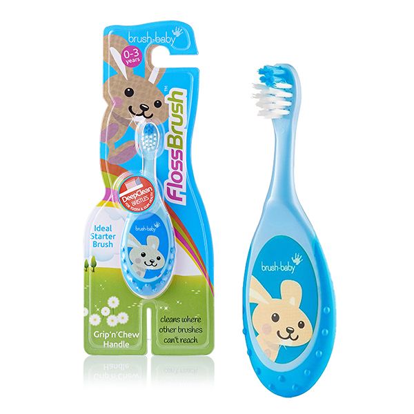Зубная щетка для детей 0-3 года цвет синий FlossBrush Brush-Baby/Браш-Бэби (BRB210) Brushbaby Ltd 2117506 Зубная щетка для детей 0-3 года цвет синий FlossBrush Brush-Baby/Браш-Бэби (BRB210) - фото 1