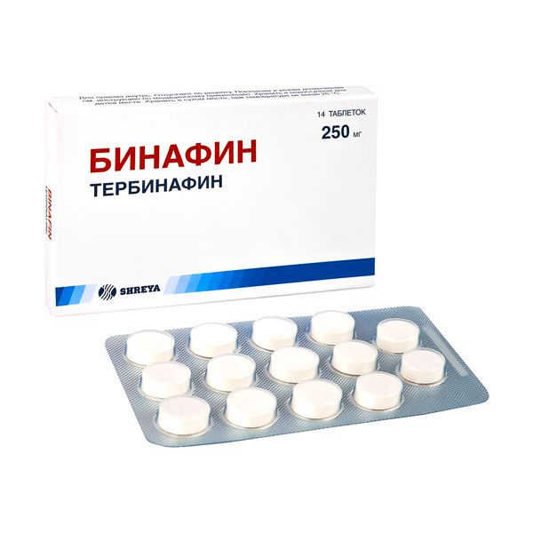 Бинафин таблетки 250мг 14шт тербинафин таб 250мг 14