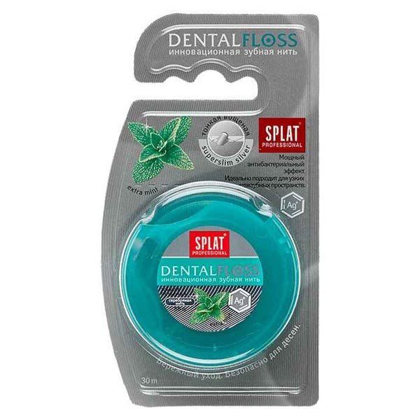 Нить Splat (Сплат) зубная ультратонкая Professional DentalFloss с волокнами серебра и мятой 30 м., ProfiMed S.r.L., Италия  - купить
