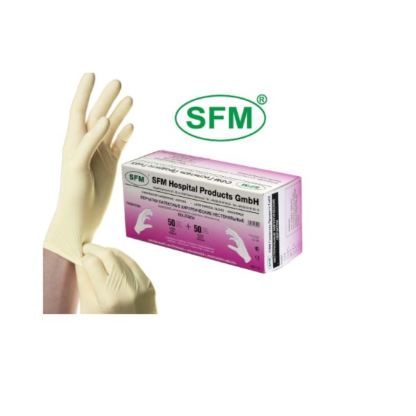 Перчатки хирургические латексные нестерильные неопудренные текстурированные анатомические с валиком SFM 100шт р.7 перчатки хирургические стерильные неопудренные без валика sfm 40 пар р 5 5 xs