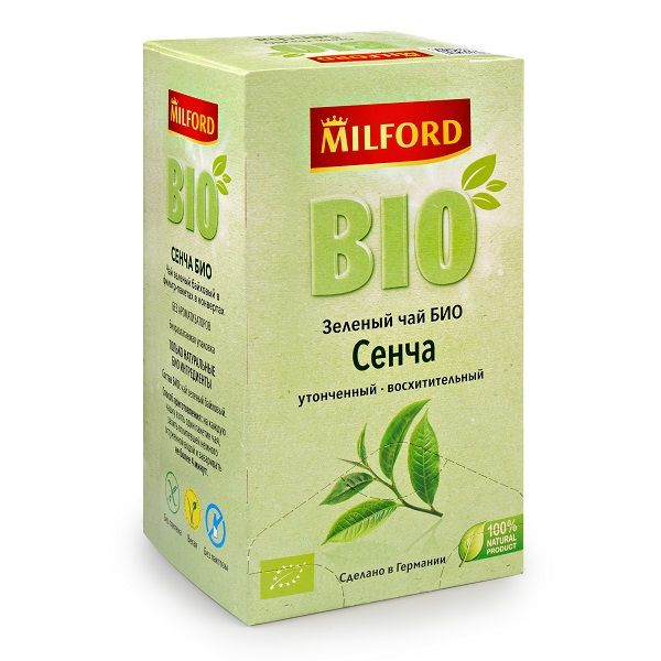 Чай зеленый байховый БИО Сенча фильтр-пакет Милфорд 1,5г 20шт