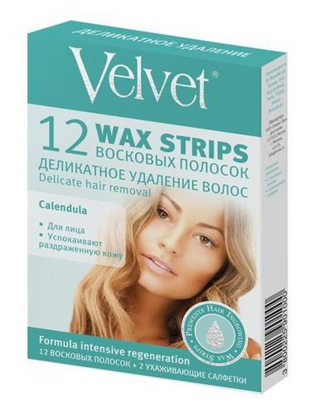 Полоски для лица восковые Деликатное удаление волос Velvet 12 шт восковые полоски velvet интенсивная витаминотерапия 20 шт