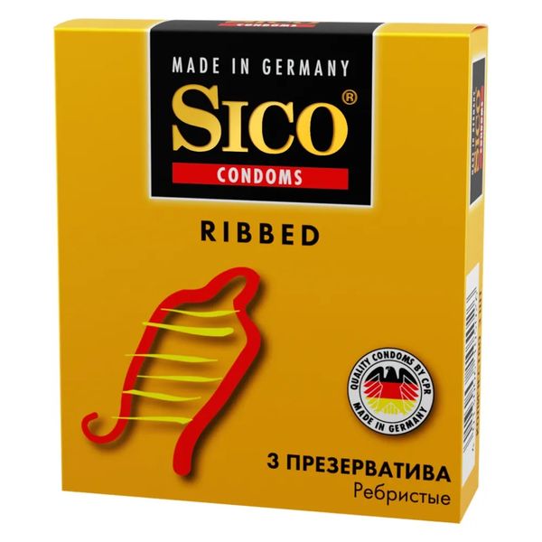 Презервативы ребристые Ribbed Sico/Сико 3шт презервативы sico safety sensitive ribbed 18 шт