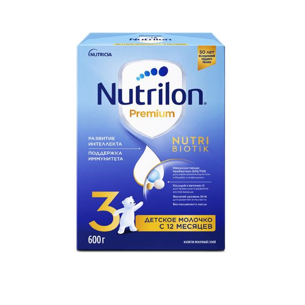 цена Молочко сухое быстрорастворимое детское напиток молочный Junior Premium 3 Nutrilon/Нутрилон 600г