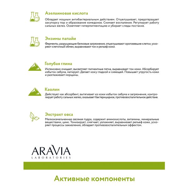 Пудра энзимная для умывания с азелаиновой кислотой Aravia Laboratories 150мл фото №3