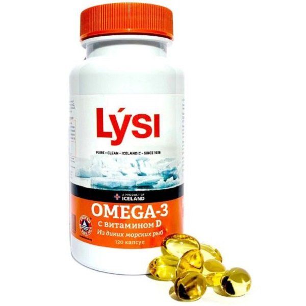 Рыбий жир Омега-3 и Витамин Д из диких морских рыб Lysi/Лиси капсулы 120шт