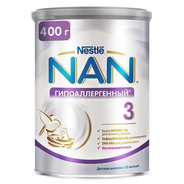 Смесь сухая молочная гипоаллергенная Nan/Нан HA 3 Optipro 400г
