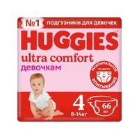 Подгузники для девочек Ultra Comfort Huggies/Хаггис 8-14кг 66шт р.4 миниатюра