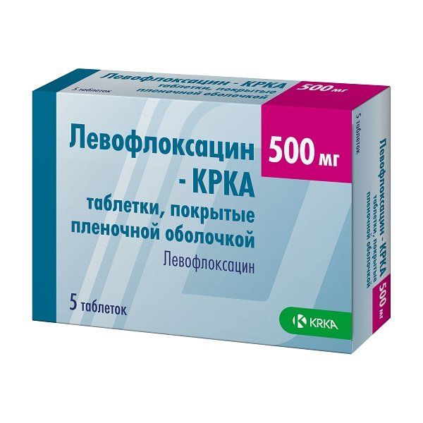Левофлоксацин-КРКА таблетки п/о плен. 500мг 5шт левофлоксацин таб п п о 500мг 5