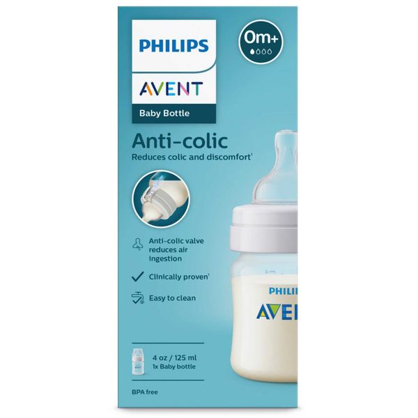 Бутылочка с силиконовой соской из полипропилена с 0 мес. Anti-colic Philips Avent 125мл (SCY100/01) фото №2