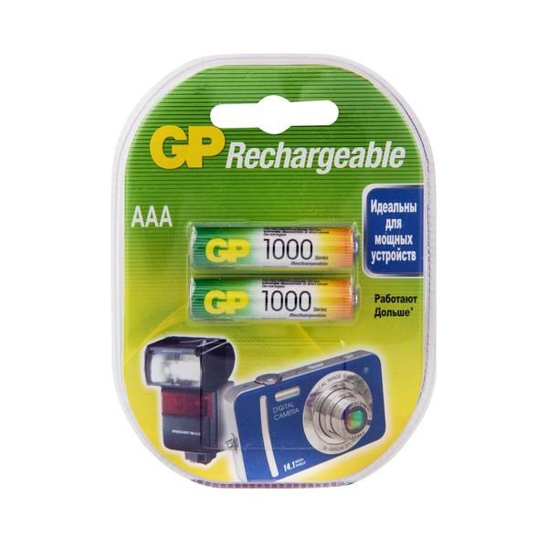 Аккумуляторы перезаряжаемые GP 100AAAHC AAA, емкость 930 мАч 2 шт.