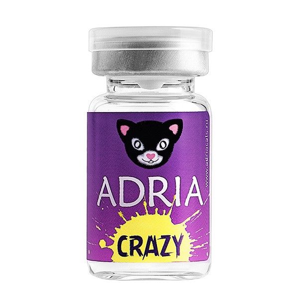 Линзы контактные цветные Adria/Адриа Crazy vial (8.6/-0, 00) Green cat 1шт, Interojo Inc., Южная Корея  - купить