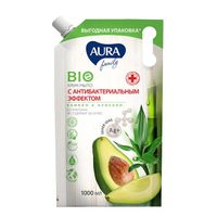Крем-мыло с антибактериальным эффектом бамбук и авокадо Family Aura/Аура дой-пак 1л