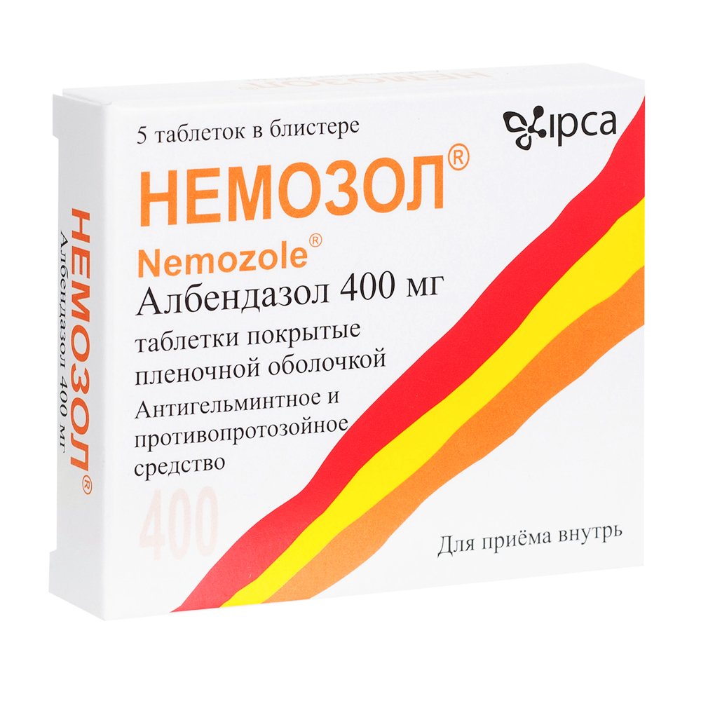 Немозол таблетки п/о плен. 400мг 5шт - купить в Москве лекарство Немозол  таблетки п/о плен. 400мг 5шт, официальная инструкция по применению