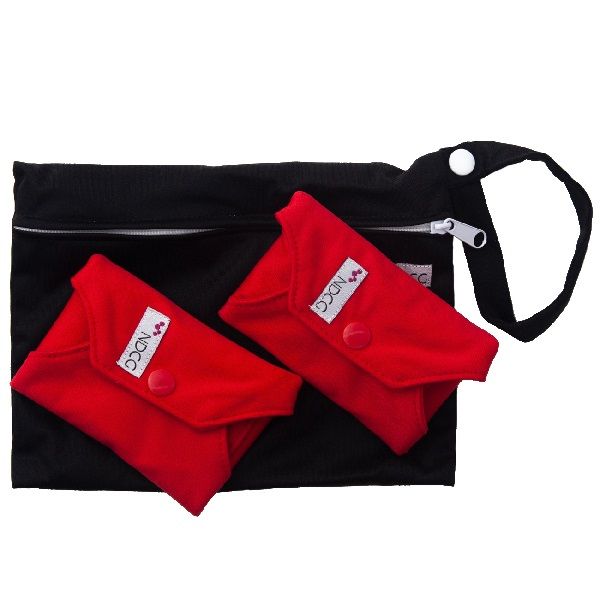 Многоразовые прокладки для КД красные в черном мешочке 29х17 см 2 шт NDCG фото №2