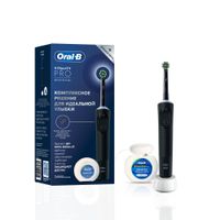Набор Oral-B/Орал-би: Щетка зубная электрическая 3708 с зарядкой 3757 черная Vitality Pro+Нить зубная мятная Essential floss 50м