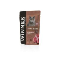 Корм влажный полнорац. для взрослых кошек с чувствительным пищеварением телятина в желе Extra Meat Winner 80г миниатюра