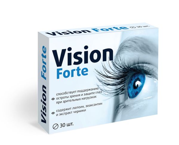 Vision Forte комплекс с лютеином, зеаксантином и экстр-ом черники таблетки п/о Квадрат-С 515мг 30шт Квадрат-С ООО