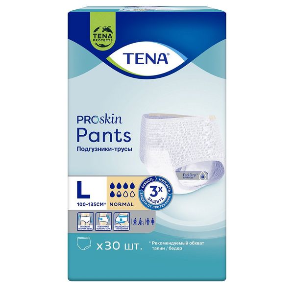 Подгузники-трусы для взрослых при средней степени недержания Normal Pants Tena/Тена 30шт р.L Essity Hygiene and Health AB
