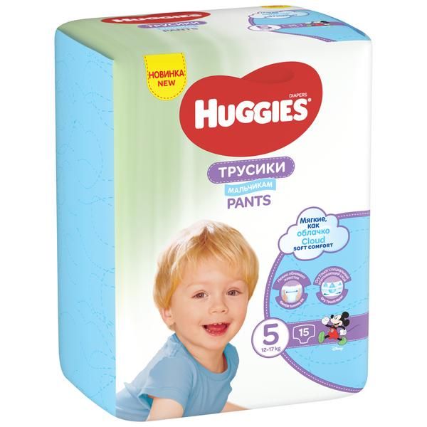 Трусики-подгузники для мальчиков Huggies/Хаггис р.5 12-17кг 15шт фото №2