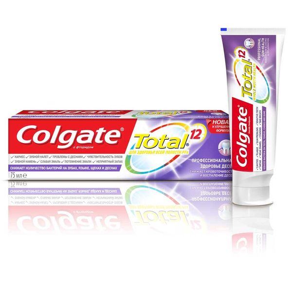 Паста зубная Colgate/Колгейт Total 12 Pro Здоровье десен 75мл з паста колгейт тотал 12 про здоровье десен 75мл