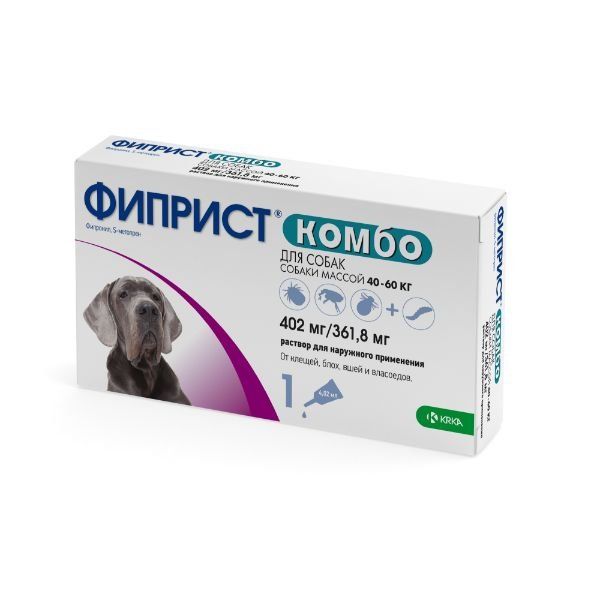 Фиприст Комбо капли на холку для собак весом от 40 до 60кг 4,02мл барс для собак от 40 до 60кг капли инсектоакарицидные 4 02мл