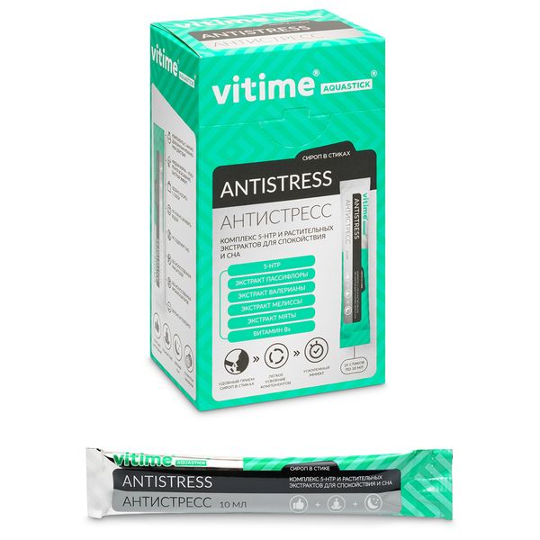 Антистресс ViTime/ВиТайм Aquastick жидкость саше-пакет 10мл 10шт vitime kidzoo кидзу мультивитамины