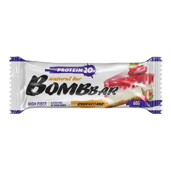 цена Батончик неглазированный малиновый чизкейк Bombbar 60г