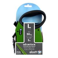 Рулетка лента для собак весом до 50кг антискользящая ручка зеленая Adventure Alcott 5м (L) миниатюра фото №2