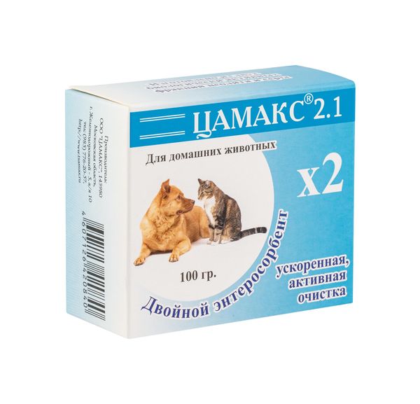 Цамакс для домашних животных двойной энтеросорбент с серой 100г пищевая добавка для собак для кошек цамакс двойной энтеросорбент 100 г