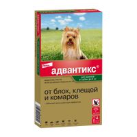 Адвантикс 40 капли на холку для собак до 4кг 0,4млх4шт