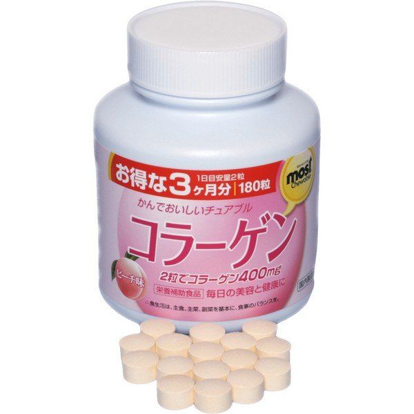 Коллаген со вкусом персика Orihiro/Орихиро таблетки 1г 180шт