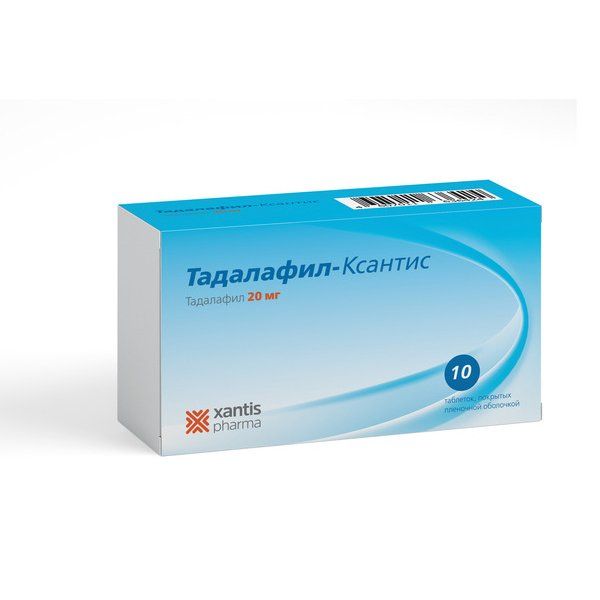 Тадалафил-Ксантис таблетки п/о плен. 20мг 10шт тадалафил сз таб п о 20мг 10