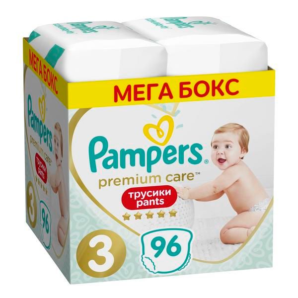 Pampers (Памперс) Premium Care Подгузники-трусики одноразовые для мальчиков и девочек 6-11кг 96 шт. фото №2